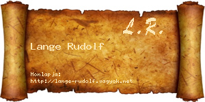 Lange Rudolf névjegykártya